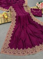 Vichitra Silk Magenta Festival Wear Zari Work Saree